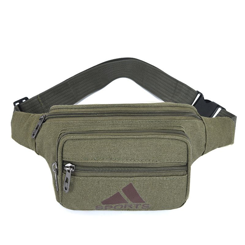 Canvas waist bag, washed with water, men's and women's mobile phone, diagonal span, large capacity wallet, travel fashion shoulder bag