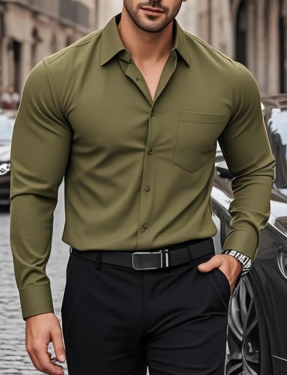 Autumn and winter men's casual slim fit long sleeved shirt men's top shirt men's clothing