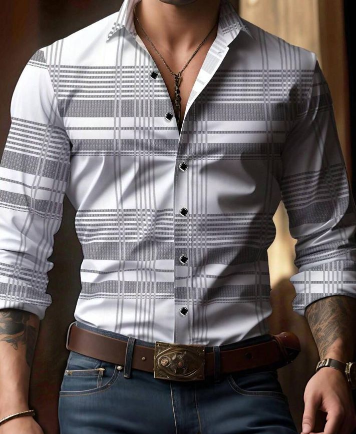 Autumn and winter men's casual slim fit long sleeved shirt men's top shirt men's clothing
