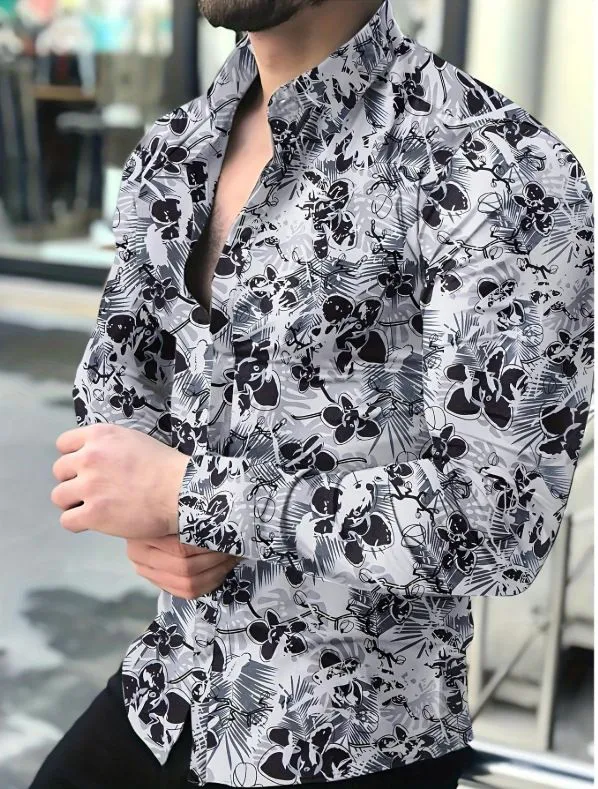 Autumn and winter men's casual slim fit long sleeved shirt men's top shirt men's clothing