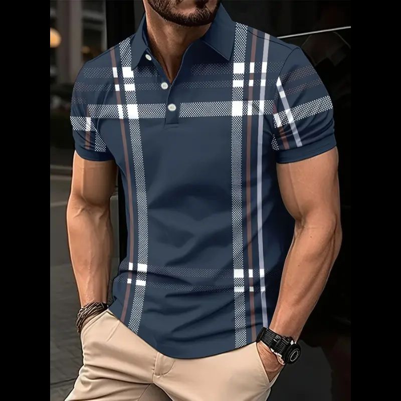 Spring and Autumn New Men's Zipper Collar Short Sleeve Shirt Polo Polo Polo Shirt Men's Wear