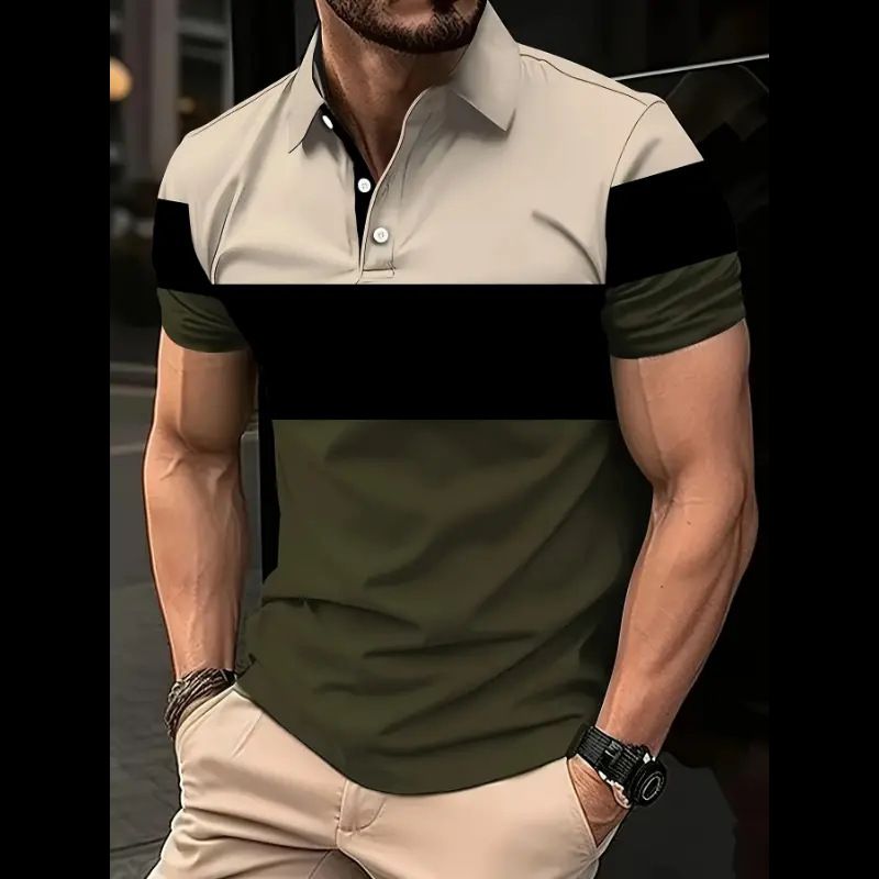 Spring and Autumn New Men's Zipper Collar Short Sleeve Shirt Polo Polo Polo Shirt Men's Wear