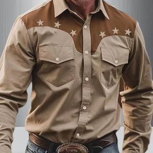 Spring and Autumn men's casual lapel long sleeved shirt 3D printed men's trendy shirt men's clothing