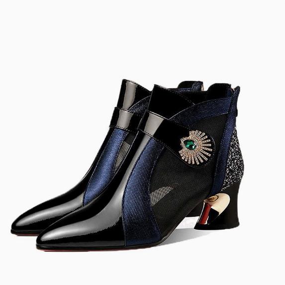 Spring/Summer New Women's Fashion Sexy Pointed Coarse Heel Sandals Coarse Heel Baotou Cool Boots Middle Heel Mesh Boots Hollow Mesh Boots Women's Shoes