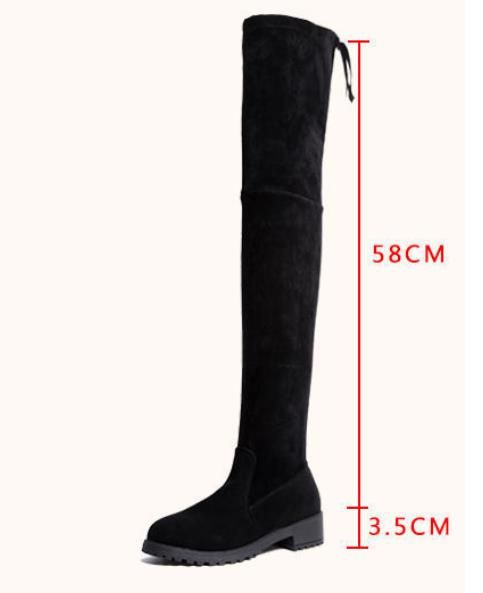 Autumn and winter new women's flat bottomed anti slip knee high boots, suede high boots, women's long boots, knee high boots, slim leg elastic boots, women's shoes