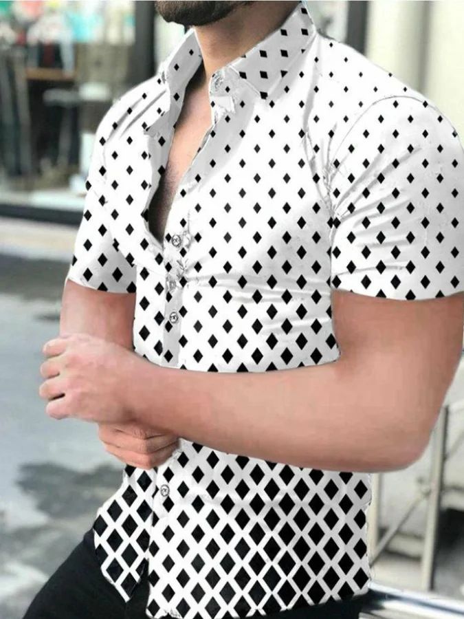 Men's casual short sleeved shirt 3D printed flame shirt European and American personalized men's plus size men's shirt