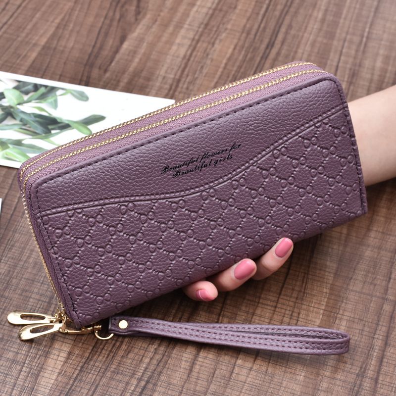 New Women's Wallet Long, Large Capacity Double Zipper Handheld Wallet Women's Double layered Hand Grip Circumcision Clip