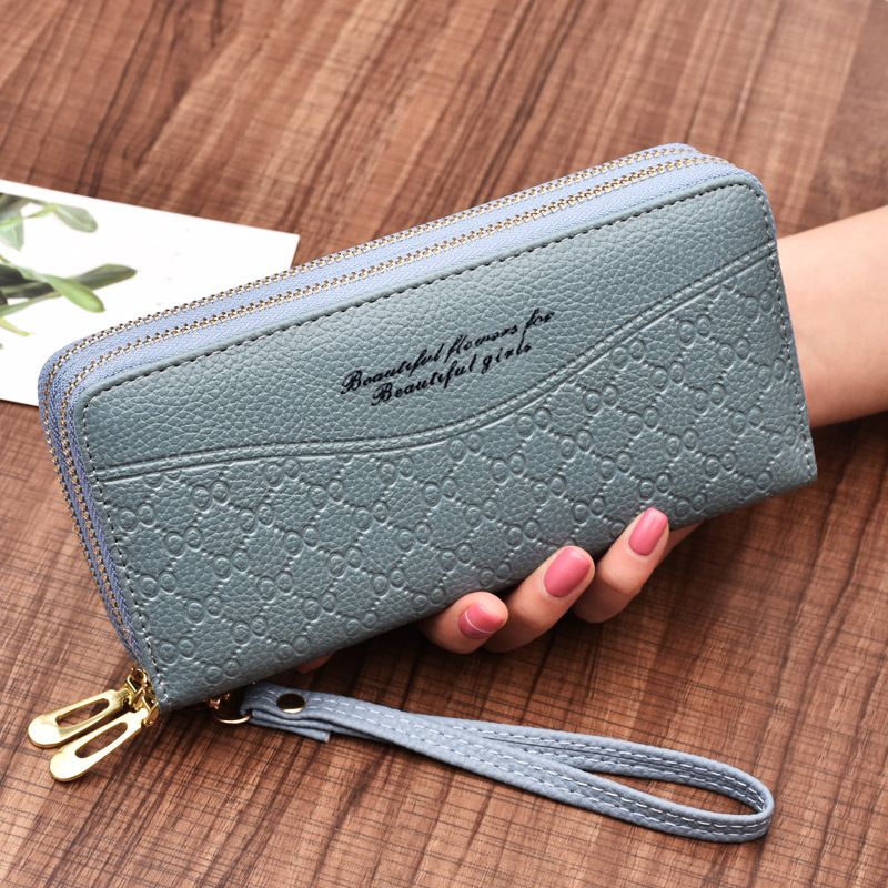 New Women's Wallet Long, Large Capacity Double Zipper Handheld Wallet Women's Double layered Hand Grip Circumcision Clip