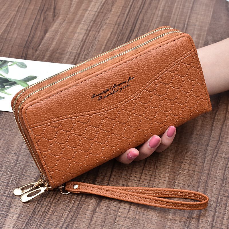 New Women's Wallet Long, Large Capacity Double Zipper Handheld Wallet Women's Double layered Hand Grip Circumcision Clip