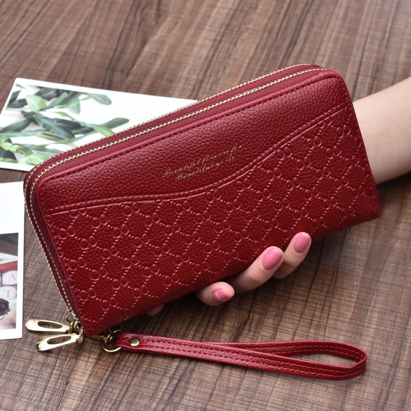 New Women's Wallet Long, Large Capacity Double Zipper Handheld Wallet Women's Double layered Hand Grip Circumcision Clip