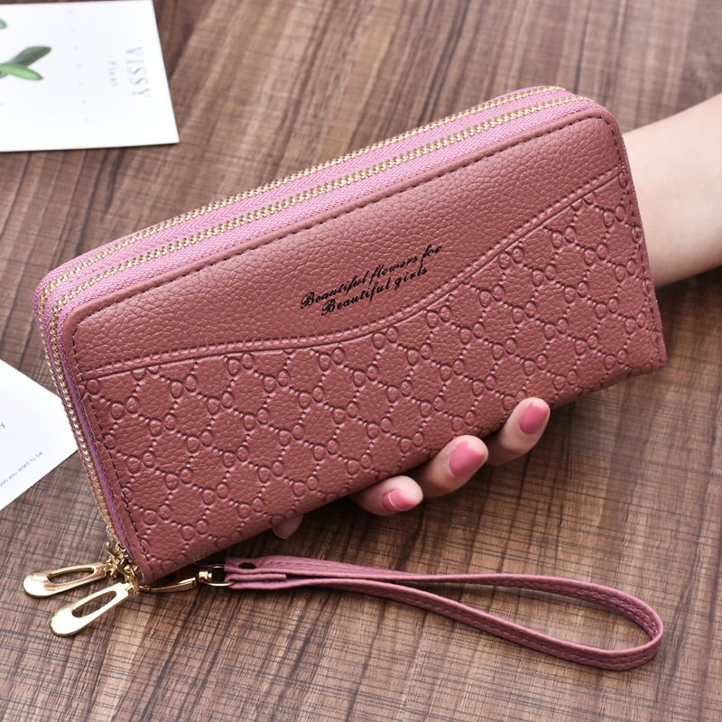 New Women's Wallet Long, Large Capacity Double Zipper Handheld Wallet Women's Double layered Hand Grip Circumcision Clip