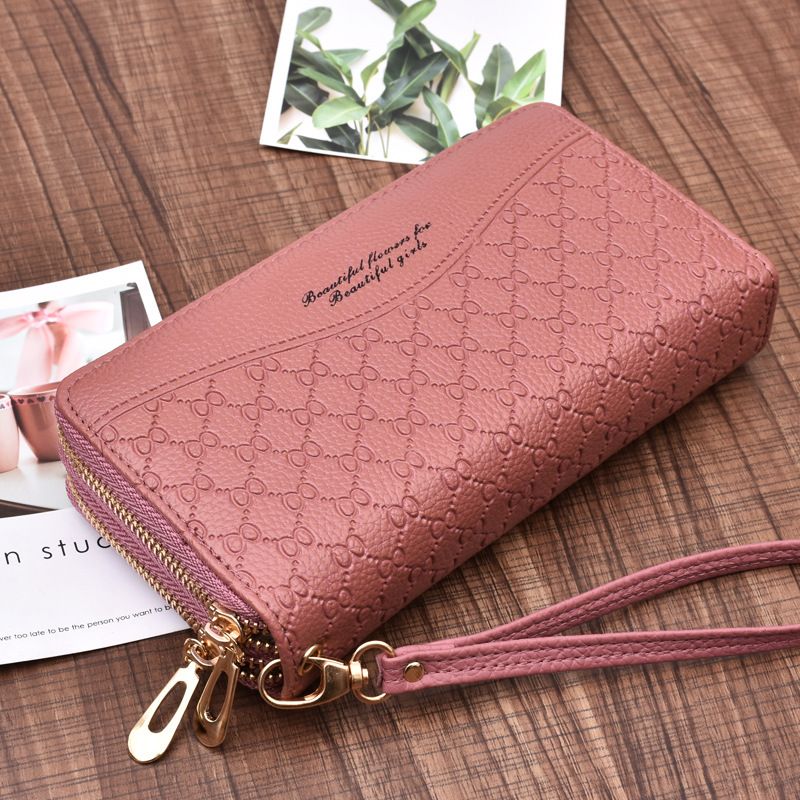 New Women's Wallet Long, Large Capacity Double Zipper Handheld Wallet Women's Double layered Hand Grip Circumcision Clip