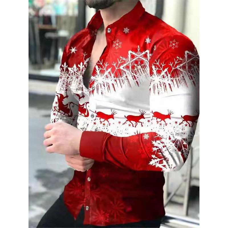 New men's plus size casual long sleeved shirt, personalized trendy men's long sleeved 3D digital printed shirt, men's shirt