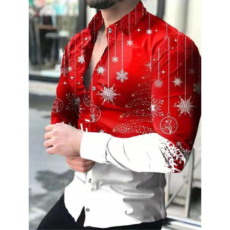 New men's plus size casual long sleeved shirt, personalized trendy men's long sleeved 3D digital printed shirt, men's shirt