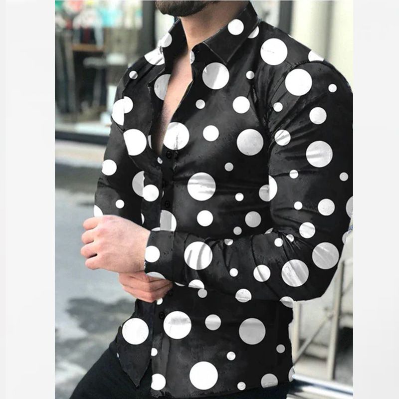 New men's plus size casual long sleeved shirt, personalized trendy men's long sleeved 3D digital printed shirt, men's shirt