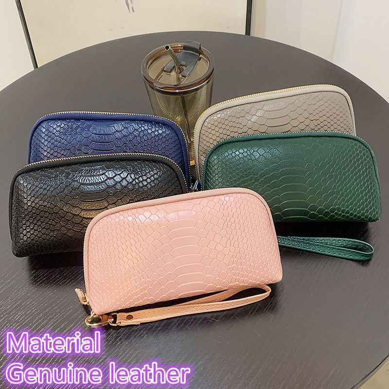 Ladies' Crocodile Pattern Genuine Leather Handbag New Long Zipper Phone Head Cover Leather Wallet