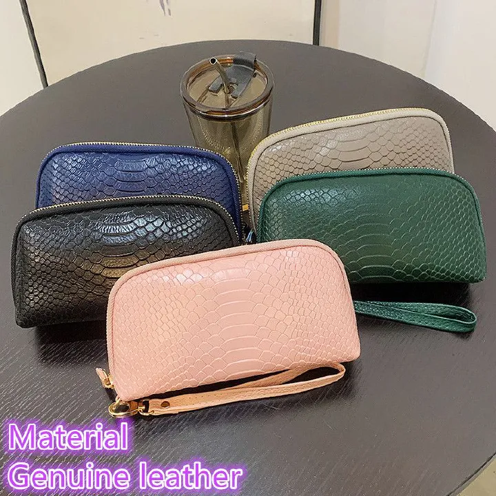 Ladies' Crocodile Pattern Genuine Leather Handbag New Long Zipper Phone Head Cover Leather Wallet