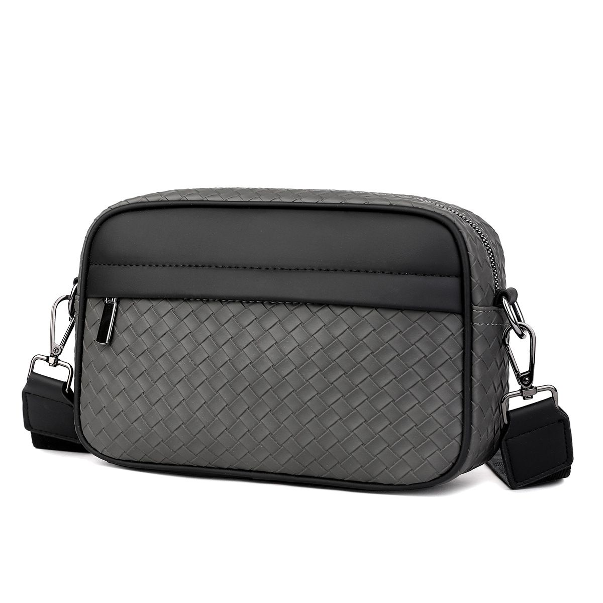 New trendy men's casual plaid shoulder bag, leather crossbody bag, fashionable small square backpack