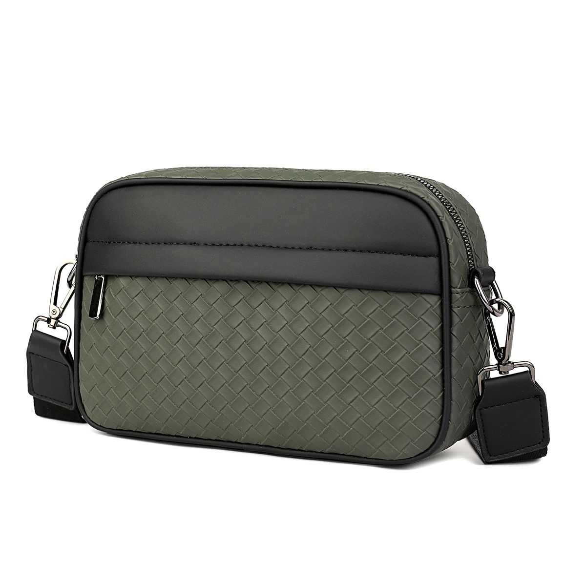 New trendy men's casual plaid shoulder bag, leather crossbody bag, fashionable small square backpack