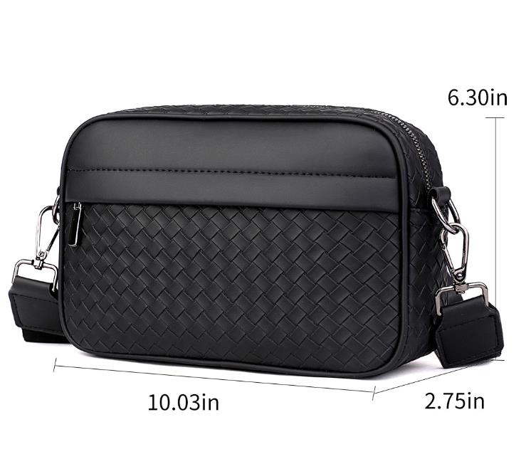 New trendy men's casual plaid shoulder bag, leather crossbody bag, fashionable small square backpack