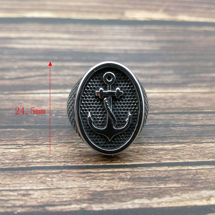 Men's retro titanium steel ring, men's ring, polished boat anchor ring, men's jewelry