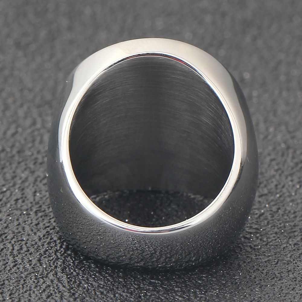 New Five pointed Star Smooth Stainless Steel Men's Ring Laser Engraved Letter Geometric Ring Men's Jewelry