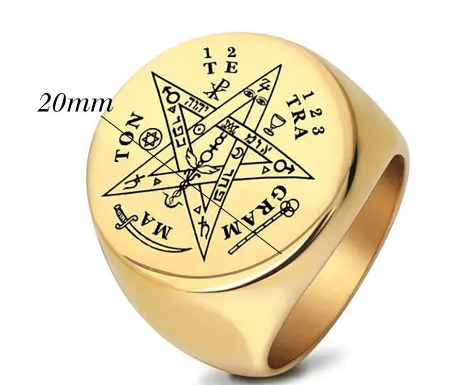 New Five pointed Star Smooth Stainless Steel Men's Ring Laser Engraved Letter Geometric Ring Men's Jewelry