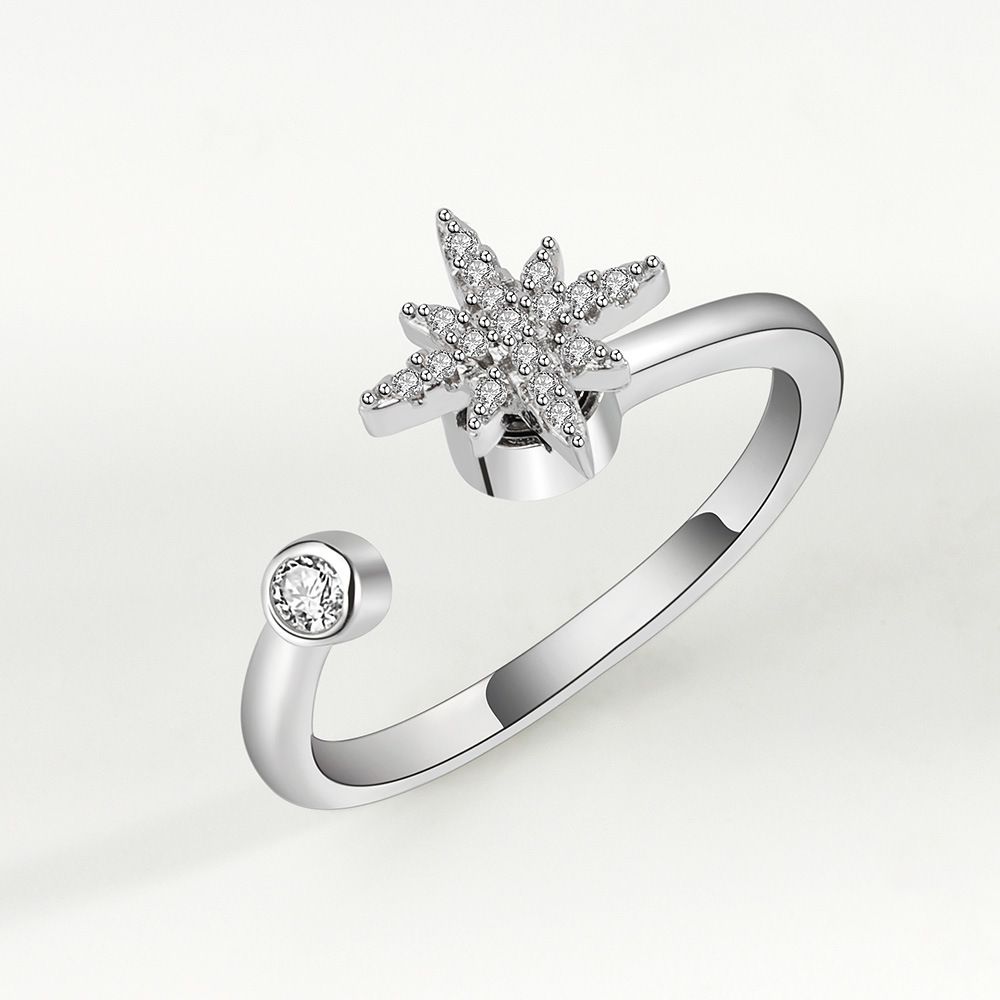 New Adjustable Opening Flower Ring Relieves Anxiety, Rotating Flower Ring Decompression Ring, Women's Jewelry