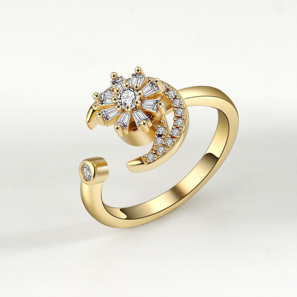 New Adjustable Opening Flower Ring Relieves Anxiety, Rotating Flower Ring Decompression Ring, Women's Jewelry