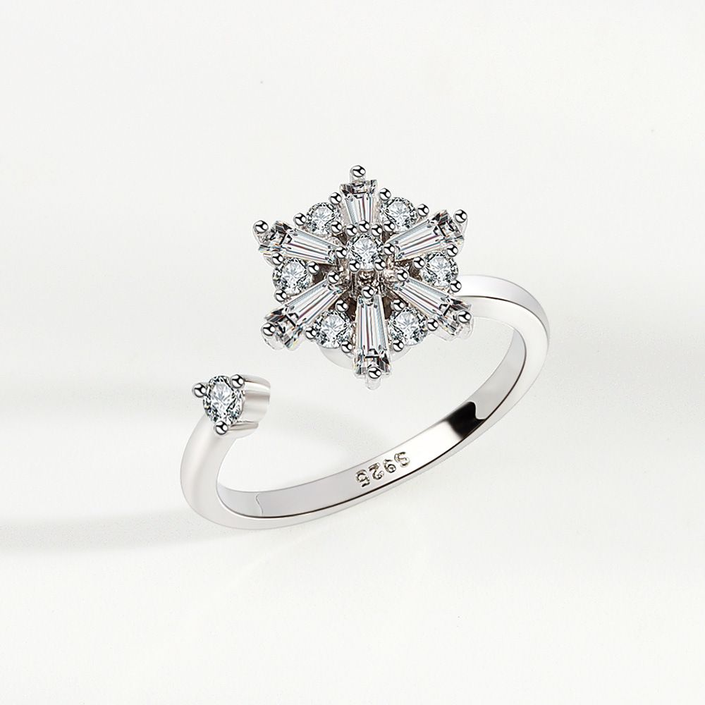 New Adjustable Opening Flower Ring Relieves Anxiety, Rotating Flower Ring Decompression Ring, Women's Jewelry