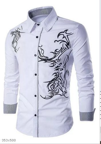 Spring and Autumn Men's Long sleeved Shirt 3D Digital Printed Shirt Casual Long sleeved Shirt Collar Shirt Men's Wear