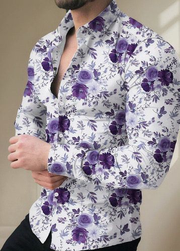 Spring and Autumn Men's Long sleeved Shirt 3D Digital Printed Shirt Casual Long sleeved Shirt Collar Shirt Men's Wear