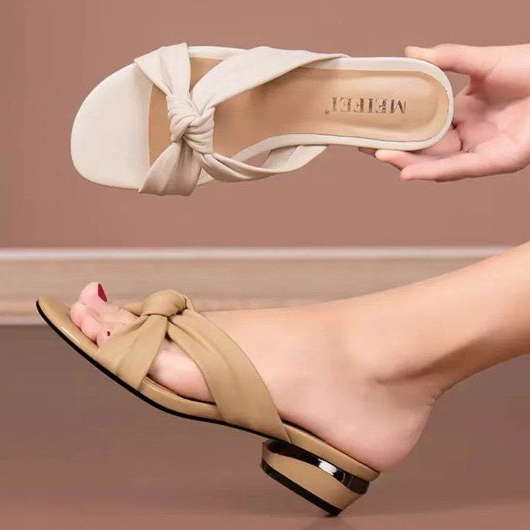 Summer fashion women's outdoor open toed sandals, thick heeled straight slippers, low heeled sandals, women's shoes