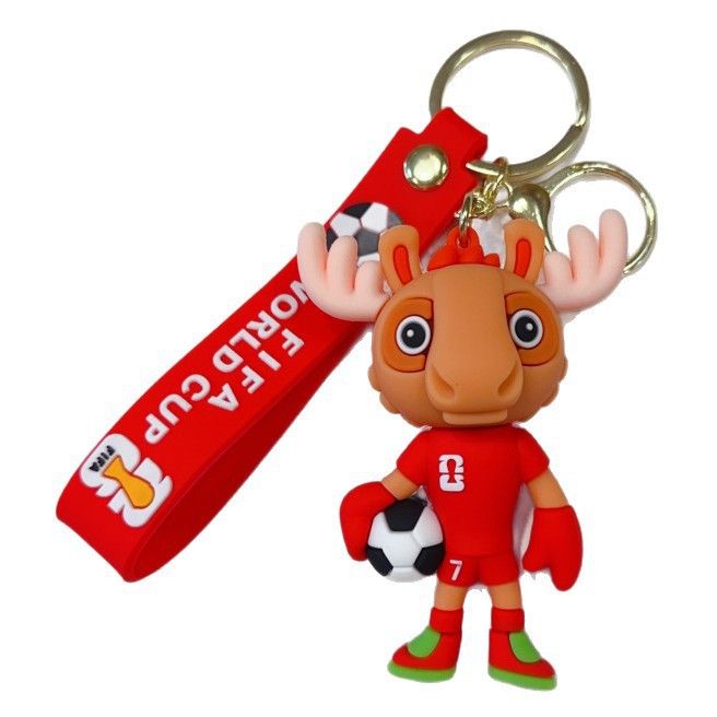 World Cup Mascot Keychain Bag Pendant World Cup Mascot Football Keychain Cute Cartoon Doll Keychain Small Gift