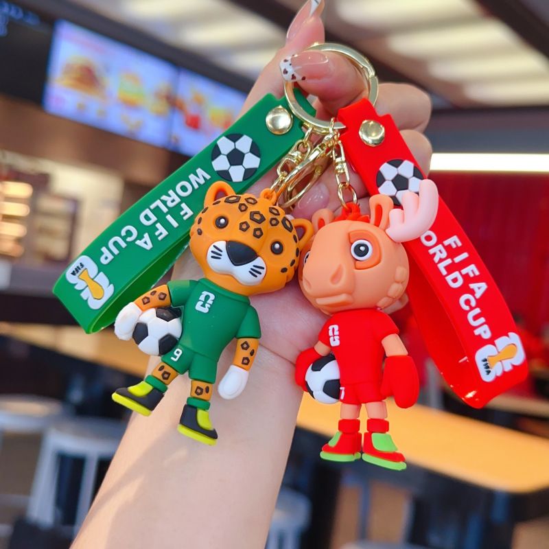 World Cup Mascot Keychain Bag Pendant World Cup Mascot Football Keychain Cute Cartoon Doll Keychain Small Gift
