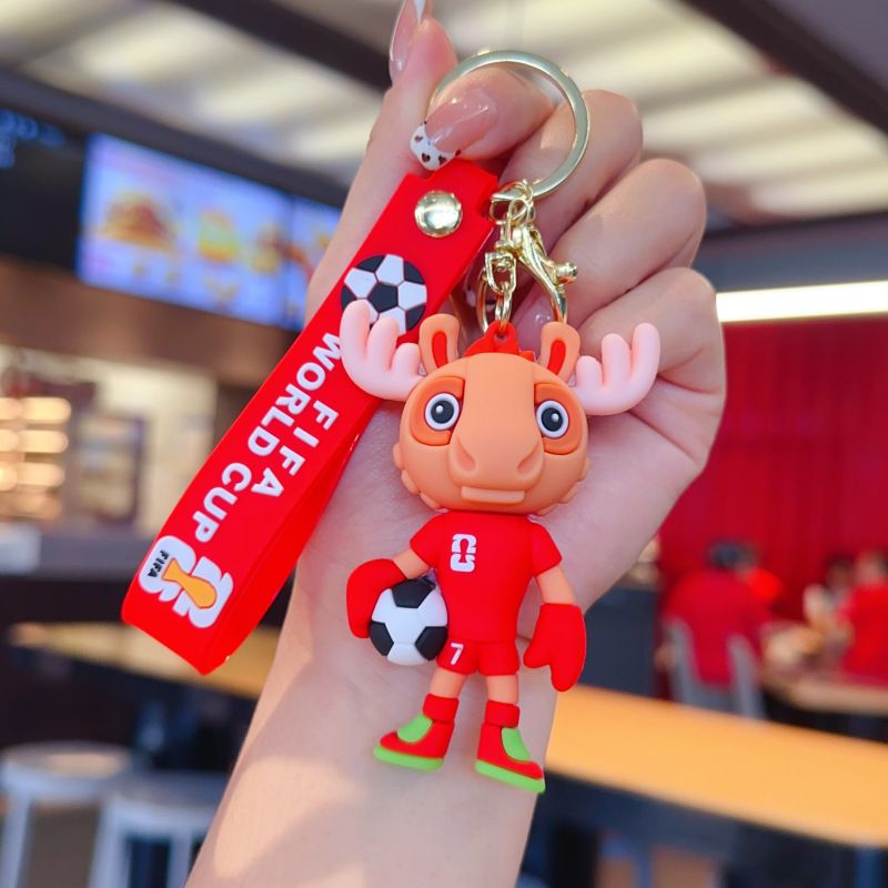 World Cup Mascot Keychain Bag Pendant World Cup Mascot Football Keychain Cute Cartoon Doll Keychain Small Gift