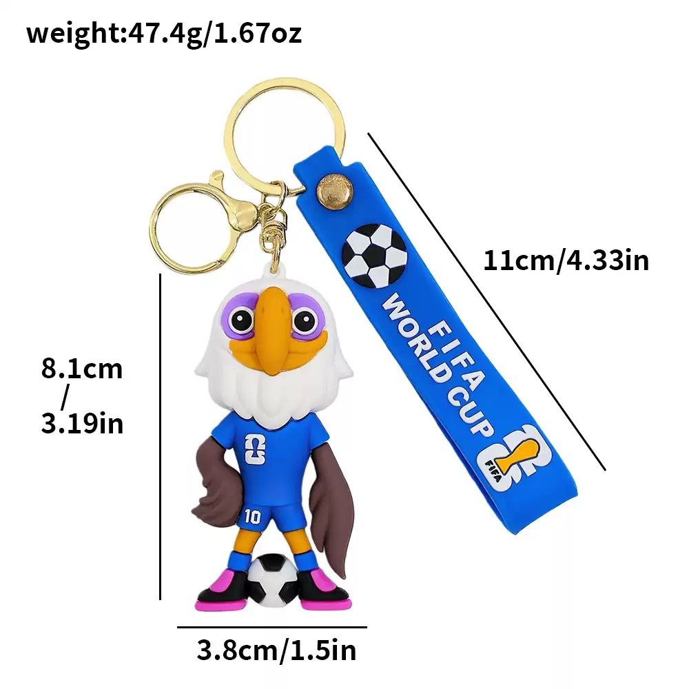 World Cup Mascot Keychain Bag Pendant World Cup Mascot Football Keychain Cute Cartoon Doll Keychain Small Gift