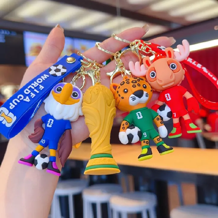World Cup Mascot Keychain Bag Pendant World Cup Mascot Football Keychain Cute Cartoon Doll Keychain Small Gift