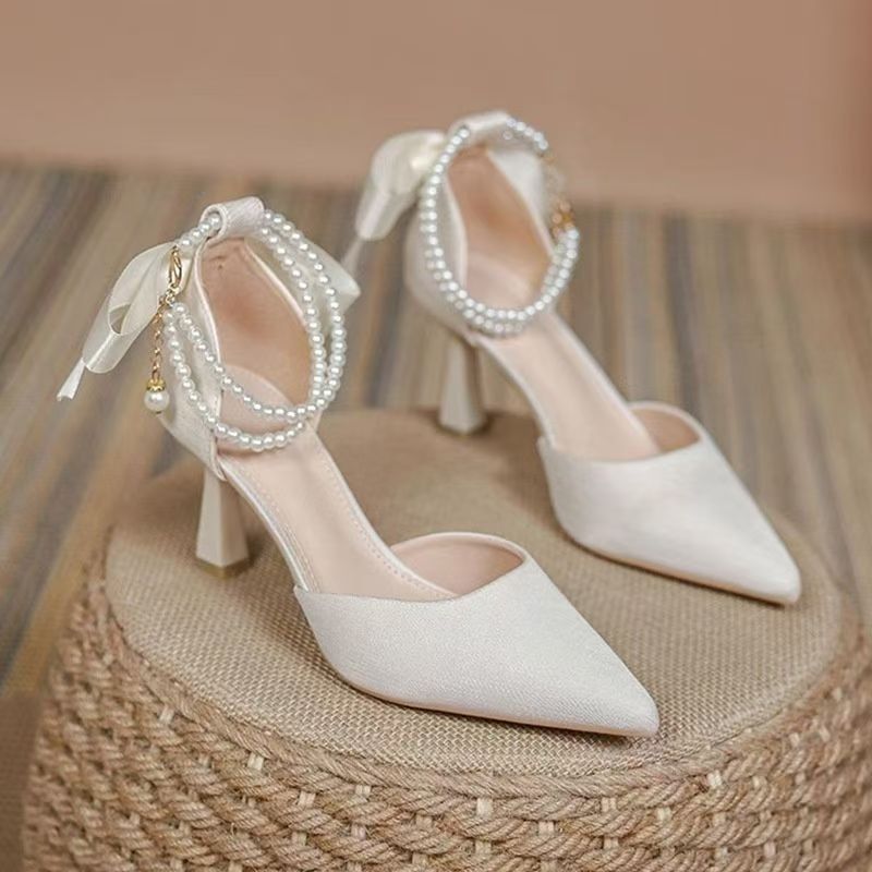 Women's Baotou High Heel Sandals, Women's Pointed Narrow Heel Sandals, Straight Strap Women's High Heel Shoes, Women's Shoes