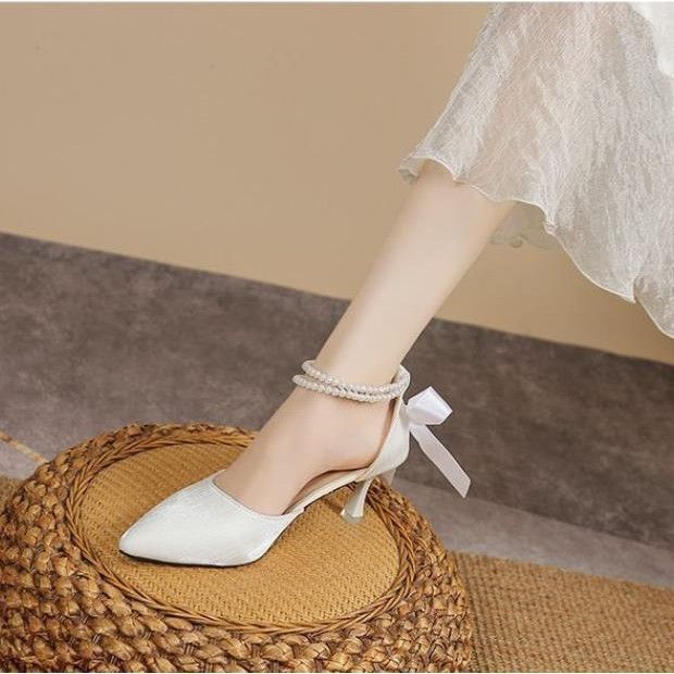 Women's Baotou High Heel Sandals, Women's Pointed Narrow Heel Sandals, Straight Strap Women's High Heel Shoes, Women's Shoes
