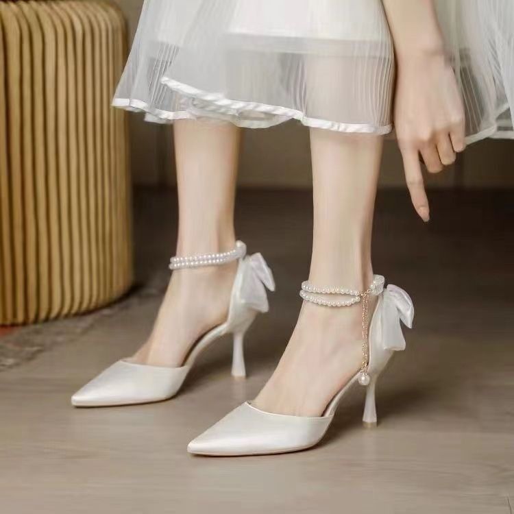 Women's Baotou High Heel Sandals, Women's Pointed Narrow Heel Sandals, Straight Strap Women's High Heel Shoes, Women's Shoes