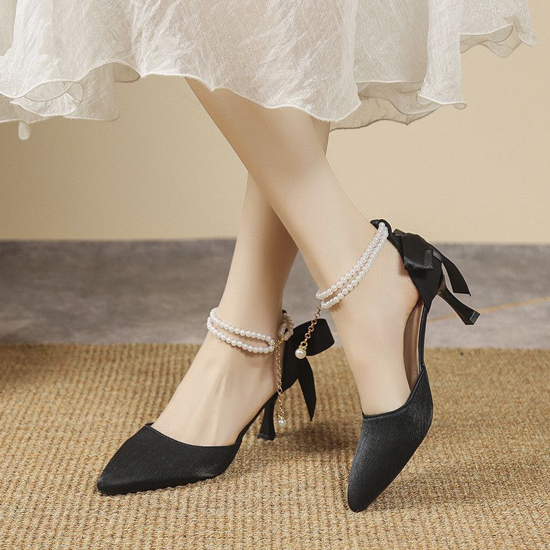 Women's Baotou High Heel Sandals, Women's Pointed Narrow Heel Sandals, Straight Strap Women's High Heel Shoes, Women's Shoes