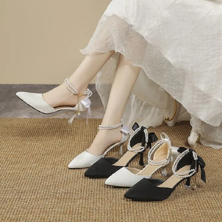 Women's Baotou High Heel Sandals, Women's Pointed Narrow Heel Sandals, Straight Strap Women's High Heel Shoes, Women's Shoes