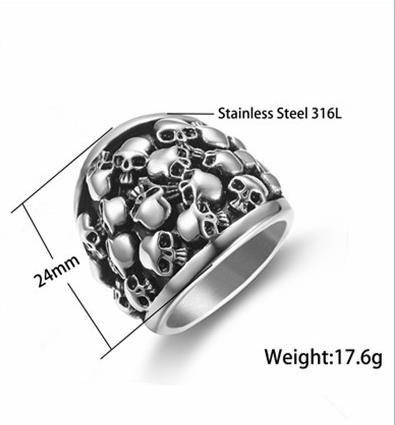 Vintage men's titanium steel never fading ring accessories, vintage stainless steel jewelry, skull men's ring, punk titanium steel ring