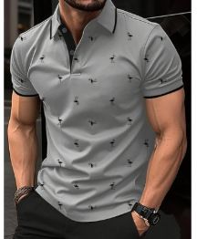 Summer men's breathable and moisture wicking shirt, zipper polo shirt, short sleeved shirt, business casual men's clothing