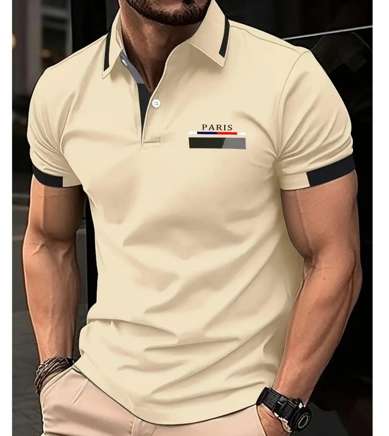 Summer men's breathable and moisture wicking shirt, zipper polo shirt, short sleeved shirt, business casual men's clothing