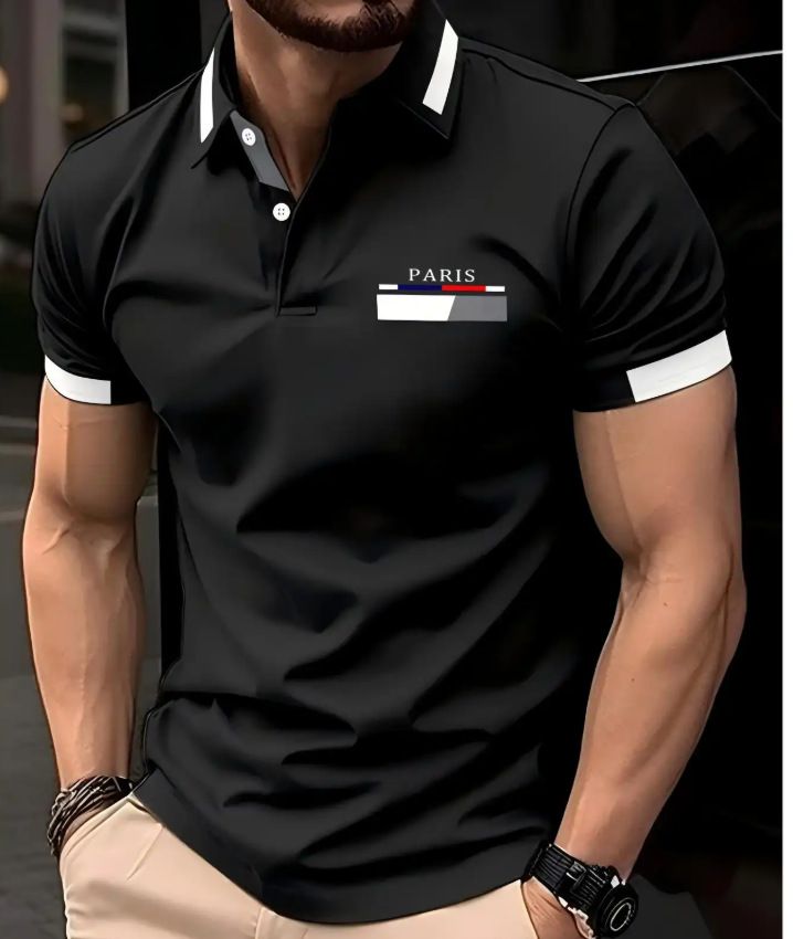 Summer men's breathable and moisture wicking shirt, zipper polo shirt, short sleeved shirt, business casual men's clothing