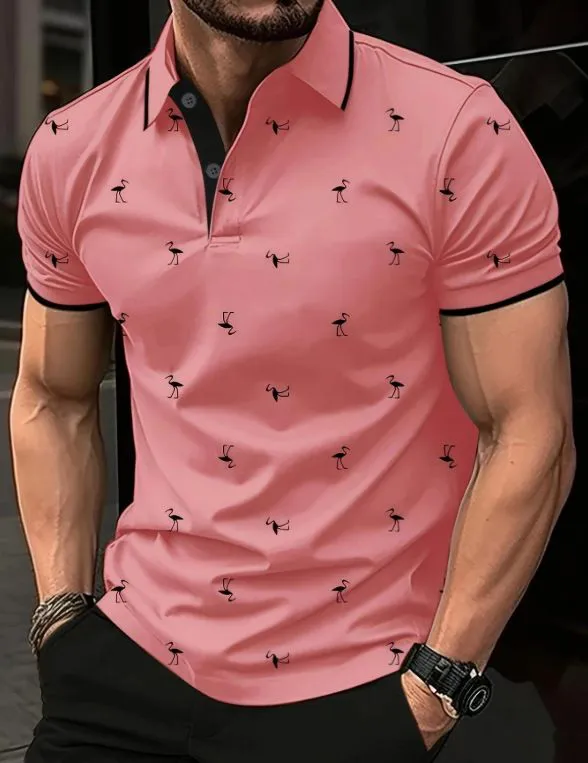 Summer men's breathable and moisture wicking shirt, zipper polo shirt, short sleeved shirt, business casual men's clothing
