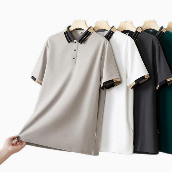 Summer new men's quick drying lapel short sleeved T-shirt, men's refreshing and soft versatile solid color polo shirt, half sleeved men's clothing