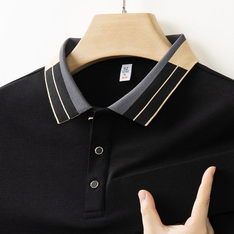 Summer new men's quick drying lapel short sleeved T-shirt, men's refreshing and soft versatile solid color polo shirt, half sleeved men's clothing
